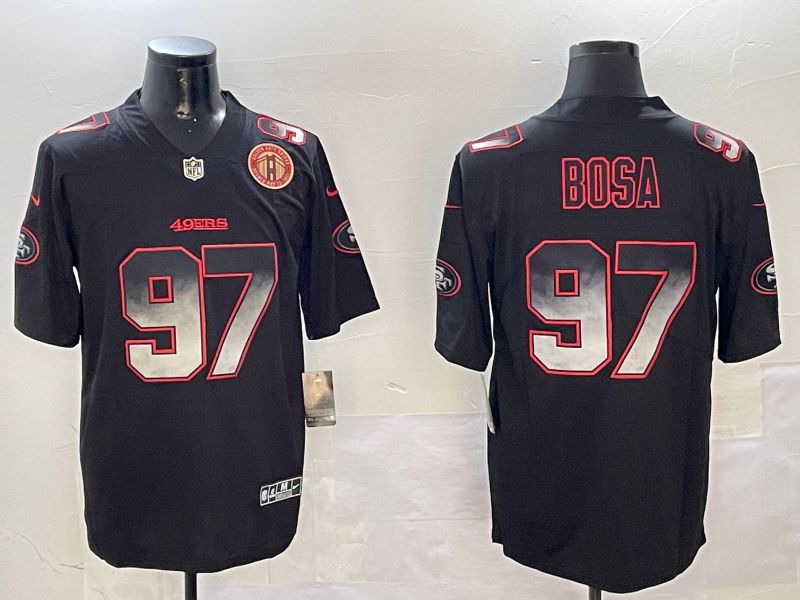 Men San Francisco 49ers #97 Bosa Black Nike Smoke Fashion 2024 Limited NFL Jersey style 5->san francisco 49ers->NFL Jersey